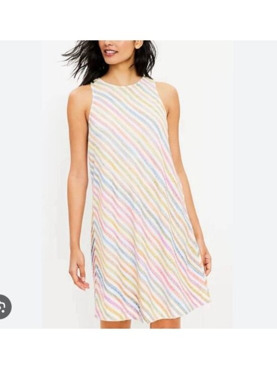 Lou & Grey Dresses & Skirts - Lou & Grey Dress Diagonal Rainbow Stripe Sleeveless Sundress Small Summer